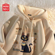 名創(chuàng)優(yōu)品（MINISO）連帽衛(wèi)衣男冬季加厚寬松百搭羊羔絨保暖衣服青年學(xué)生休閑帥氣外套 【重磅羊羔絨】卡其(埃及文化) L 175(體重120-140斤左右)