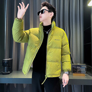 杰遜斯加厚保暖羽絨服男士冬季潮流韓版痞帥立領(lǐng)羽絨外套男裝短款羽絨衣 D319-Y731黃色 3XL 建議165-180斤