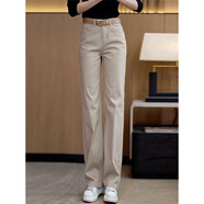 夏典素訂女王（SE.PSTP）卡其色窄版直筒褲女2025新款水洗軟牛仔褲春秋款休閑褲子女褲 卡其色 L ( 建議100斤-115斤)