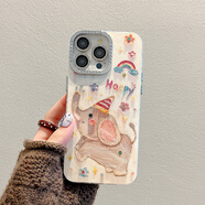藍妮子 適用蘋果17/Pro手機殼iPhone16Pro/max蘋果17Air手機殼蘋果16/17ProMax保護殼15Pro蝴蝶16女新款 JJ4D12-鑲鉆Happy小飛象 蘋果13promax