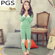 普戈斯（PUGESI）韓國春秋女童內衣套裝棉質(zhì)兒童秋衣秋褲棉毛衫男女寶寶睡衣家居服 綠色狐貍 140