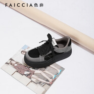 色非復古風(fēng)平板鞋女2024春季新款百搭反絨面運動(dòng)休閑鞋德訓鞋A638A 黑灰 36