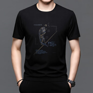 愧愿羊新款短袖T恤男潮流個(gè)性印花薄短袖上衣男中青年時(shí)尚韓版百搭上衣 330短袖 2XL /180適合體重155-170