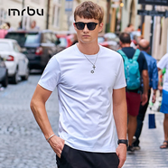 布先生印花設計白色長(cháng)絨棉短袖圓領(lǐng)T恤男裝簡(jiǎn)約夏季 白色 L (175) 