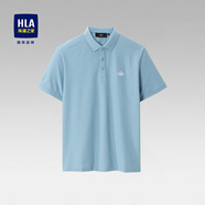 海瀾之家（HLA）polo衫男短袖上衣夏季商務休閑涼感透氣簡約翻領體恤純色百搭半袖 親膚舒適透氣-淺藍E2 M (170) 建議63-68kg