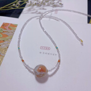 櫻花玉白水晶轉(zhuǎn)運(yùn)珠鎖骨鏈吊墜 配南紅松石水晶項(xiàng)鏈
