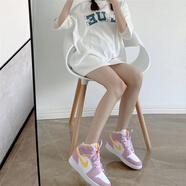 耐克（NIKE）Air Jordan 1 Mid GS AJ1 女款中幫復古防滑耐磨運動休閑籃球鞋 DC9517-600櫻花粉 38