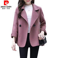 皮爾卡丹（pierre cardin）23年新款毛呢小外套女短款秋冬季新款韓版百搭顯瘦小香風(fēng)呢子休閑 紫紅色 M 【80-100斤】