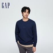 GAP男女裝春秋L(fēng)OGO純色基礎款圓領(lǐng)衛衣891047套頭上衣 海軍藍 175/96A(L)亞洲尺碼