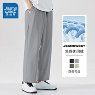 真維斯（Jeanswest）涼感休閑褲男裝夏季薄款松緊腰透氣顯瘦九分褲JR 灰2060 XL
