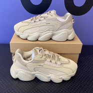 鴻星爾克（ERKE）甜心面包鞋男鞋2025秋冬季新款百搭面包鞋跑步情侶鞋老爹運動(dòng)鞋 霧灰棕/正黑（男女同款0586） 39