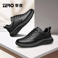 零度zero官方男鞋2024秋冬新品舒適鹿皮日常休閑鞋簡(jiǎn)約輕奢商務(wù)休閑鞋 黑色 系帶款 39