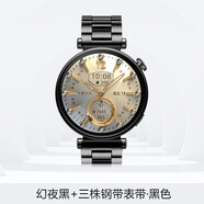 華為（HUAWEI）【情人節(jié)禮物】華為原裝手表女款時(shí)尚運(yùn)動(dòng)智能藍(lán)牙通話微信腕表心臟早搏房顫提示血氧檢測女士 GT4幻夜黑+三株精鋼表帶