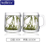 喜碧（Scybe）加厚無(wú)鉛耐熱玻璃杯微波爐泡茶杯透明牛奶杯帶蓋高硼硅辦公杯水杯 格隆把杯【無(wú)蓋】 380ml 2只