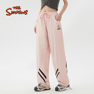THE SIMPSONS辛普森一家百搭拼色潮流個(gè)性長(cháng)褲平口微彈學(xué)校街頭嘻哈時(shí)尚運動(dòng)褲 粉色 M (170/76A)