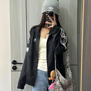 三葉草（Adidas）經(jīng)典款 黑白 側(cè)邊三條紋 立領(lǐng)長(zhǎng)袖 梭織 風(fēng)衣 夾克 外套  男女 GN3535/JM2716 M