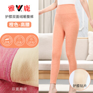 雅鹿秋褲女士無(wú)痕加厚磨毛雙面絨打底褲女高腰保暖褲顯瘦襯褲單件德絨 1條橙色 175/2XL