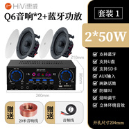 惠威Hivi惠威Q6吸頂音響背景音樂(lè )喇叭嵌入式定阻同軸音箱吊頂環(huán)繞立體 惠威Q6*2只+藍牙功放