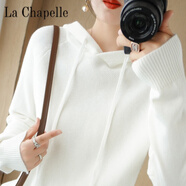 拉夏貝爾（La Chapelle）秋冬連帽套頭長(cháng)袖毛衣女寬松休閑加厚打底針織衫保暖衛衣帽衫 純100自動(dòng)發(fā)熱白色 純100自動(dòng)發(fā)熱M