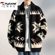 啄木鳥(niǎo)（TUCANO）毛衣針織衫男士秋冬季外套開(kāi)衫打底衫毛線(xiàn)衣青少年夾克上衣服男裝 LO9029黑色 常規 XL 約130-150斤可穿