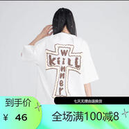 KILLWINNER萬有引力云朵十字架印花夏季情侶短袖T恤男女上衣t 白色 優(yōu)質(zhì)純棉 S