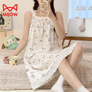 貓人（MiiOW）純·棉吊帶睡裙女夏季無(wú)袖背心甜美草莓連衣裙子薄款夏睡衣家居服 QS-DXN1612#帕恰狗 L碼【建議體重100-115斤】