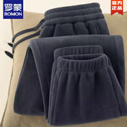 羅蒙（ROMON）雙面搖粒絨褲子男戶外大碼束口休閑衛(wèi)褲加厚新款抓絨褲冬季男女運 灰色 2XL 建議140-160斤