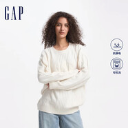 Gap女裝可機(jī)洗抗靜電logo絞花毛衣氣質(zhì)針織衫637635 象牙白 165/84A(M) 亞洲尺碼