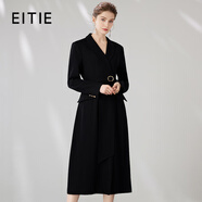愛(ài)特愛(ài)（EITIE）通勤精致氣質(zhì)翻領(lǐng)收腰毛呢西裝連衣裙冬季新款7207912 極簡(jiǎn)黑20 L 165