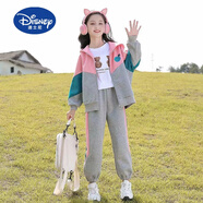 迪士尼（Disney）女童套裝春秋2025新款兒童洋氣春款中大童休閑運動(dòng)兩件套春季 粉色套裝【132】 150cm