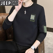 JEEP SPIRIT吉普男士衛衣春秋款2024秋季新款上衣刺繡潮流休閑百搭長(cháng)袖體恤衫 1155-N字春秋款 黑色 M 【建議90-105斤】