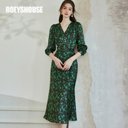 ROEYSHOUSE羅衣復古懷舊緞面碎花連衣裙秋裝新款法式泡泡袖魚(yú)尾裙10130 花色 XL