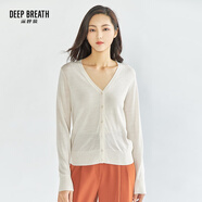 深呼吸DEEP BREATH女裝可機(jī)洗純羊毛針織開(kāi)衫女A400298 白 M (3碼)