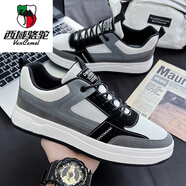 西域駱駝（VANCAMEL）2025春秋季特大碼板鞋男鞋加寬休閑運(yùn)動鞋 1258黑灰 厚網(wǎng)款 44 270mm