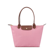 瓏驤（LONGCHAMP）新品 女士中號長(cháng)柄可折疊手提單肩購物袋餃子包托特包女包 2605 089 P92 棉花糖粉