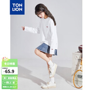 唐獅（TonLion）秋季新款長(cháng)袖T恤女左胸袖口蝴蝶結圖案長(cháng)袖上衣女 本白 M