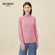 深呼吸DEEP BREATH女裝泡泡袖金屬扣可機(jī)洗純羊毛針織衫毛衣女A301131 粉 S (2碼)
