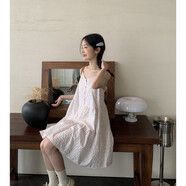 園翌夏季俏皮少女感吊帶連衣裙女甜美小清新寬松減齡顯瘦撞色格紋裙子 粉格吊帶裙 S
