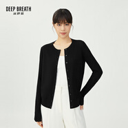 深呼吸DEEP BREATH女裝可機洗純羊毛針織開衫女A400732 黑 M (3)