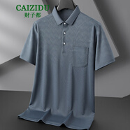 財(cái)子都（CAIZIDU）帶領(lǐng)半袖T恤男夏季薄款寬松加肥大碼免燙上衣肥佬休閑短袖體恤衫 灰色 XL