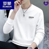 羅蒙（ROMON）衛(wèi)衣男士2024春秋季新款圓領(lǐng)套頭內(nèi)搭休閑體恤衫保暖長(zhǎng)袖秋衣 AM白色 春秋款 3XL 建議150-165斤