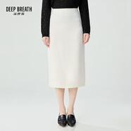 深呼吸DEEP BREATH女裝通勤風(fēng)純色高腰中長(zhǎng)羊毛針織半身裙A200187 米白 S (2碼)