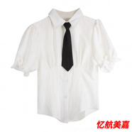 黛筱詩小個(gè)子純欲套裝新款學(xué)院風(fēng)女裝短裙子春秋款日系JK制服襯衫套裝 白色. (泡泡/袖襯衫+黑色/領(lǐng)帶) S (90斤內(nèi))