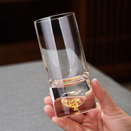 美斯尼 耐熱玻璃杯日式風(fēng)格金箔綠茶杯玻璃泡茶杯喝水杯子 厚底藏金杯