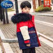 迪士尼（Disney）兒童服男童女童中長(zhǎng)款洋氣男孩中大童服冬裝加厚新品 藏青拼色(仿真毛) 120cm