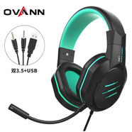 歐凡（OVANN）X4 頭戴式電競游戲耳機耳麥 電腦耳機 語(yǔ)音耳機帶麥克風(fēng) 黑紅色 X27黑青雙插3.5