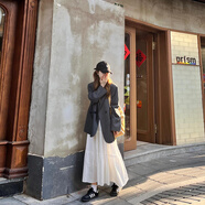 GARNUO灰色小西裝外套女2025新款早春秋套裝裙小個(gè)子高級(jí)感炸街休閑西服 深灰色【西服】 L 【121-130斤】