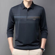 CPY培蒙Polo衫男士2025秋季新款羊毛翻領(lǐng)打底休閑中年爸爸長(cháng)袖t恤 深灰PMX302含羊毛 M