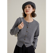 彌古圓領(lǐng)針織衫女春秋外穿長(cháng)袖顯瘦打底毛衣內搭修 立秋（灰色） 均碼