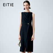 愛(ài)特愛(ài)（EITIE）不對稱(chēng)開(kāi)叉收腰氣質(zhì)高級感黑色無(wú)袖連衣裙2025春季新款7707414 極簡(jiǎn)黑20 S 155
